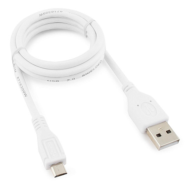 Кабель USB 2.0 Pro Cablexpert CCP-mUSB2-AMBM-W-1M, AM/microBM 5P, 1м, экран, белый, пакет