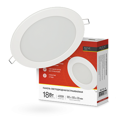 Панель светодиодная 18Вт 4000К 1440Лм IP40 d185х30мм круг белый RLP-VC In Home