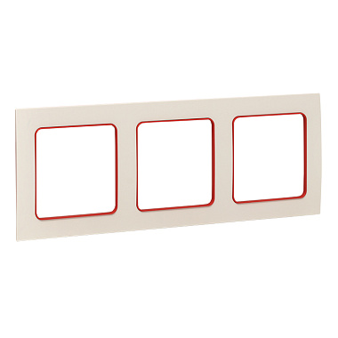 Рамка 3-постовая EKF Стокгольм белая c красной линией