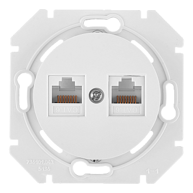 Розетка 1 СП комп. RJ45+RJ45 кат.5е механизм Bylectrica Прованс белый
