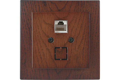 Розетка 1 СП комп. RJ45 кат.5e Nilson Touran Wood орех