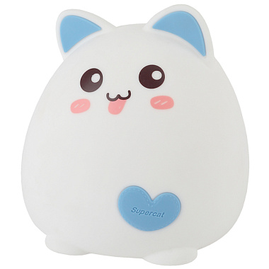 Светильник-ночник светодиодный на аккум. RGB котик белый с синим ЭРА Б0041093