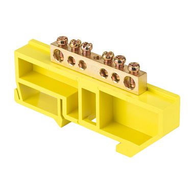Шина "0" N (6x9мм) 6 отв. латунь желтый изолятор на DIN-рейку розн. стикер EKF