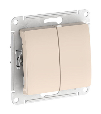 Выключатель 2 СП 10АХ сх.5 механизм безвинт. зажим SE Glossa бежевый
