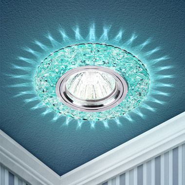 Светильник точечный MR16 декор cо светодиодной подсветкой голубой ЭРА Б0028087