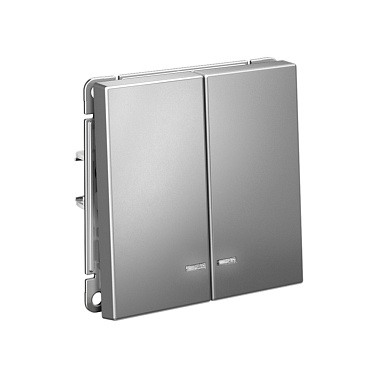 Выключатель 2 СП 10АХ с подсв. сх.5а механизм безвинт. зажим SE ArtGallery сталь