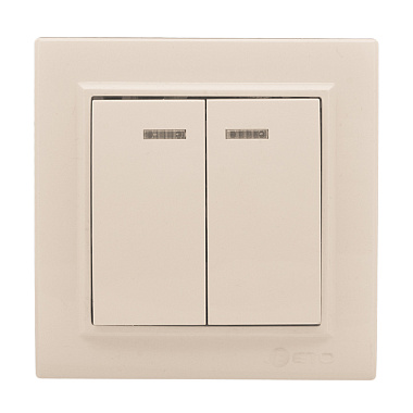 Выключатель 2 СП 10А с подсв. EKF Минск бежевый