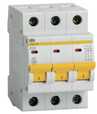 Автоматический выключатель 3P  20А (D)  4,5kA ВА 47-29 IEK