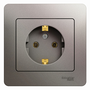 Розетка с заземлением 1 СП 16А SE Glossa платина