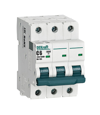Автоматический выключатель 3P   6А (C) 10kA ВА105 DEKraft