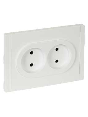 Розетка 2 СП 10А с з/шт безвинт. зажим IEK FP225 Forte&Piano белый