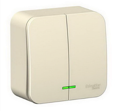 Выключатель 2 ОП 10А с подсв. cх.5 SE Blanca молочный