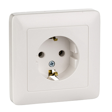 Розетка с заземлением 1 СП 16А SE Хит  белый