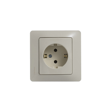 Розетка с заземлением 1 СП 16А SE Glossa бежевый