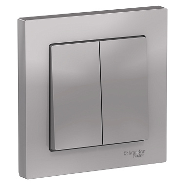 Выключатель 2 СП 10АХ сх.5 безвинт. зажим SE AtlasDesign алюминий