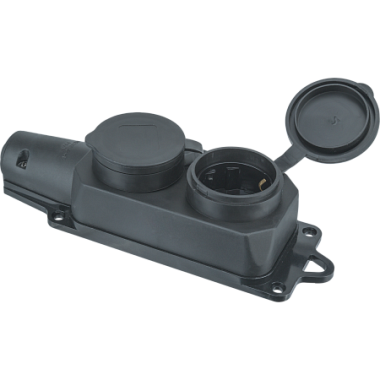 Колодка 2-гн. с з/к с крышкой 16А IP44 (каучук) 250В 2P+PE Navigator 61 371