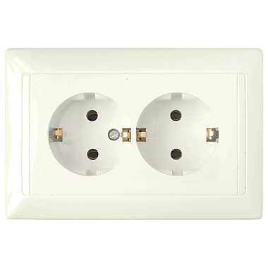 Розетка с заземлением 2 СП 16А Bylectrica Стиль бежевый