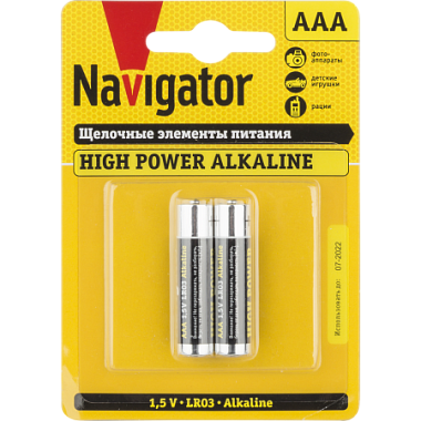 Элемент питания (AAA) щелочной LR03 Alkaline 1,5V Navigator 94 750