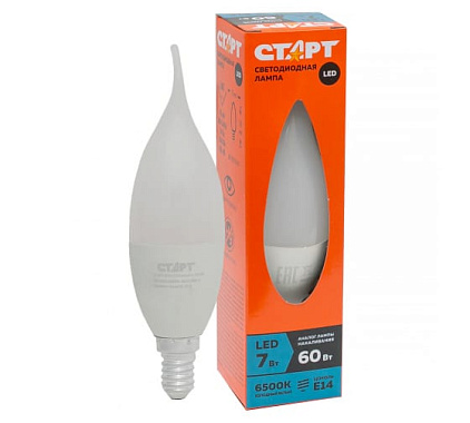 Лампа светодиодная Е14  7Вт 6500К свеча на ветру СТАРТ ECO