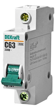 Автоматический выключатель 1P  63A (C) 4,5kA ВА101 DEKraft