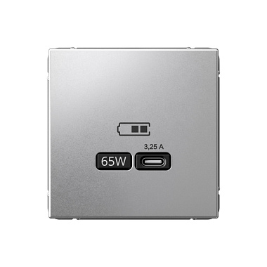 Розетка 1 СП USB тип-С 65W высокоскор.заряд QC,PD механизм SE ArtGallery алюминий