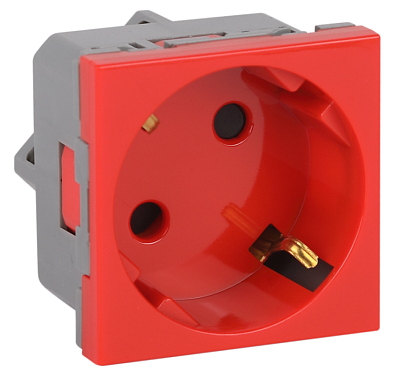 Розетка модульная с з/к и шторками 45х45мм отверстия под углом 45° Рувинил красный