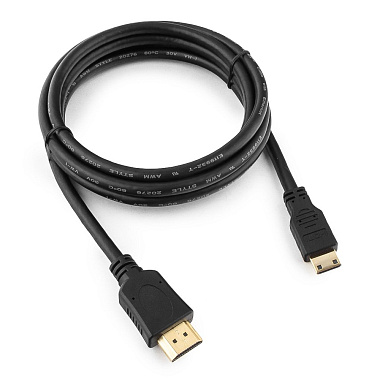 Кабель HDMI-miniHDMI 19M/19M, v2.0, медь, позол.контакты, экран, 1.8м, черный, пакет Cablexpert