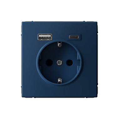 Розетка с заземлением 1 СП 16А с з/шт с 2 USB A+C 5В/2,4А/3,0А 2х5В/1,5А механизм SE ArtGallery аквамарин