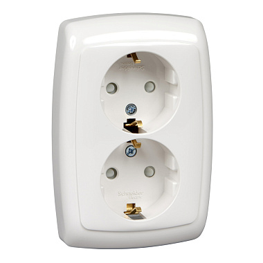 Розетка с заземлением 2 СП 16А с з/шт SE белый