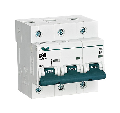Автоматический выключатель 3P  80A (C) 10kA ВА201 DEKraft