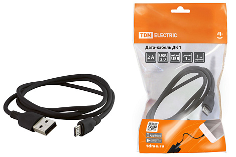 Дата-кабель (USB - micro USB) 1м черный ДК1 TDM