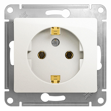 Розетка с заземлением 1 СП 16А механизм SE Glossa перламутр