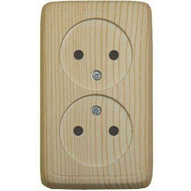 Розетка 2 ОП 16А (изол.пл.) Hegel Alfa сосна