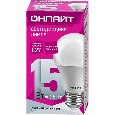Лампа светодиодная Е27  15Вт 6500К 176-264В груша ОНЛАЙТ 61 151