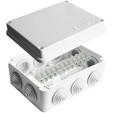Коробка расп. ОП 150х110х70мм IP54 10 вводов (10 гермовводов; колодка 10А) крышка на винтах белый E.p.plast