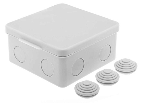 Коробка расп. ОП 100х100х55мм IP54 без отверстий (с 3 муфтами) серый Gusi Electric ш/к