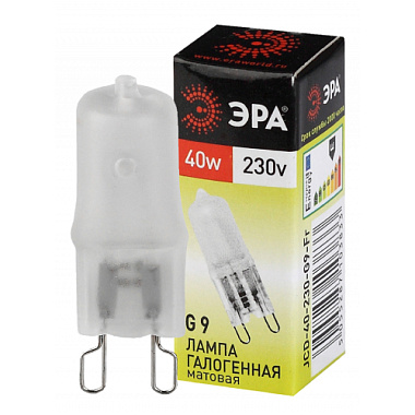Лампа галогенная G9 40Вт 230В капсула матовая теплый белый свет ЭРА C0027368