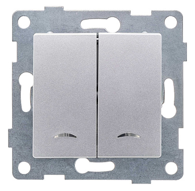 Выключатель 2 СП 10А с подсв. механизм Gusi Electric Ugra серебро
