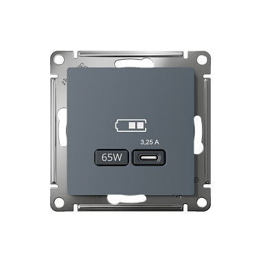 Розетка 1 СП USB тип-С 65W высокоскор.заряд QC,PD механизм SE AtlasDesign грифель
