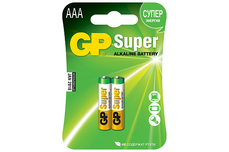 Элемент питания (AAA) щелочной LR03 Alkaline 1,5V 2BL GP Super