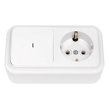 Блок ОП (1кл. с подсв. + 1роз.с з/к) IP20 Bylectrica Пралеска белый