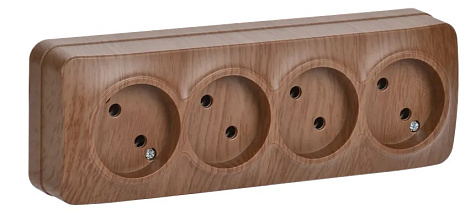 Розетка 4 ОП 10А IEK РС24-2-ХД Glory дуб