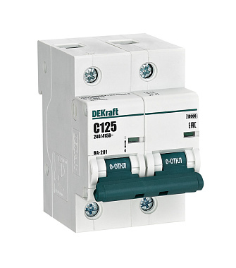 Автоматический выключатель 2P 125A (C) 10kA ВА201 DEKraft