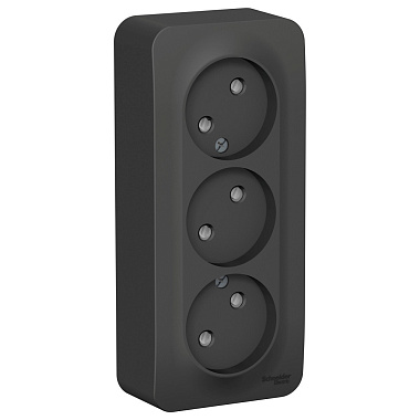 Розетка 3 ОП 16А с з/шт (изол.пл.) SE Blanca антрацит