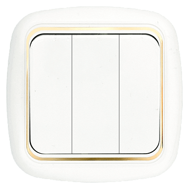Выключатель 3 СП Гармония люкс "БелТИЗ" с золотой рамкой