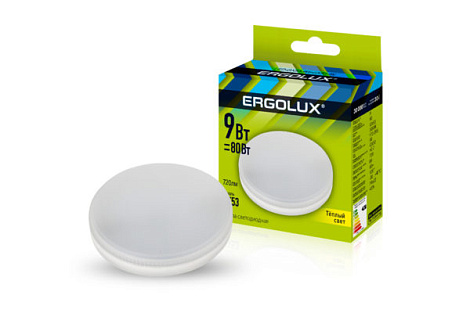 Лампа светодиодная GX53  9Вт 3000К 180-240В (таблетка) Ergolux