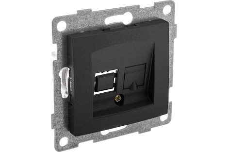 Розетка 1 СП комп. RJ45 кат.5е механизм Gusi Electric Bravo графит