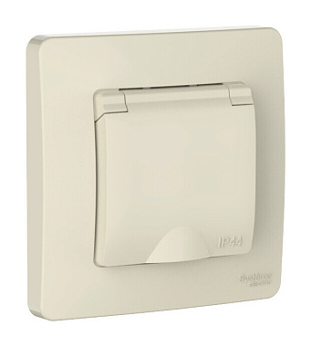 Розетка с заземлением 1 СП IP44 16А с з/шт с крышкой SE Blanca молочный