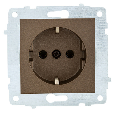 Розетка с заземлением 1 СП 16А механизм Ovivo мокко