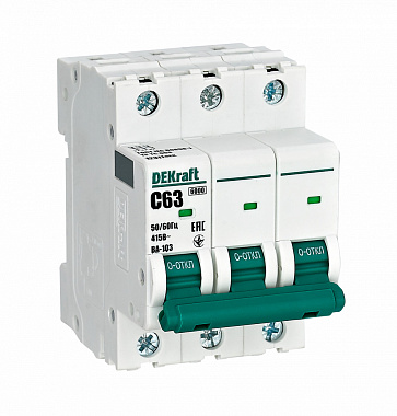 Автоматический выключатель 3P  63A (C) 6,0kA ВА103 DEKraft